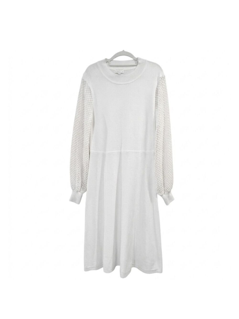 Birch NY White Knit Dress Large Textured Sleeves